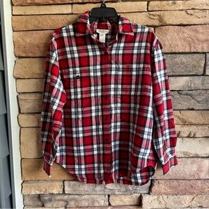 Jones New York Sport Red White Plaid Button Shirt Women Medium EUC